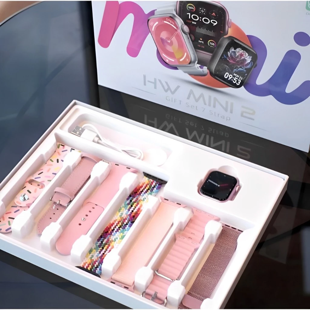 Smartwatch HW Mini 2 41mm com 7 Pulseiras