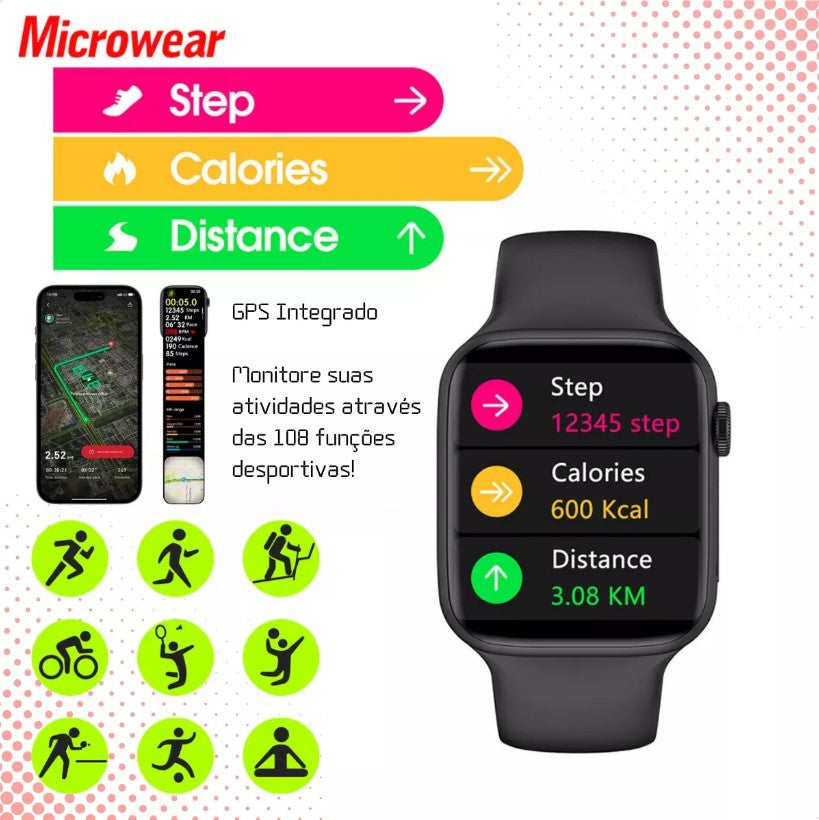 Smartwatch W99+ Plus Microwear Série 10 AMOLED ChatGPT