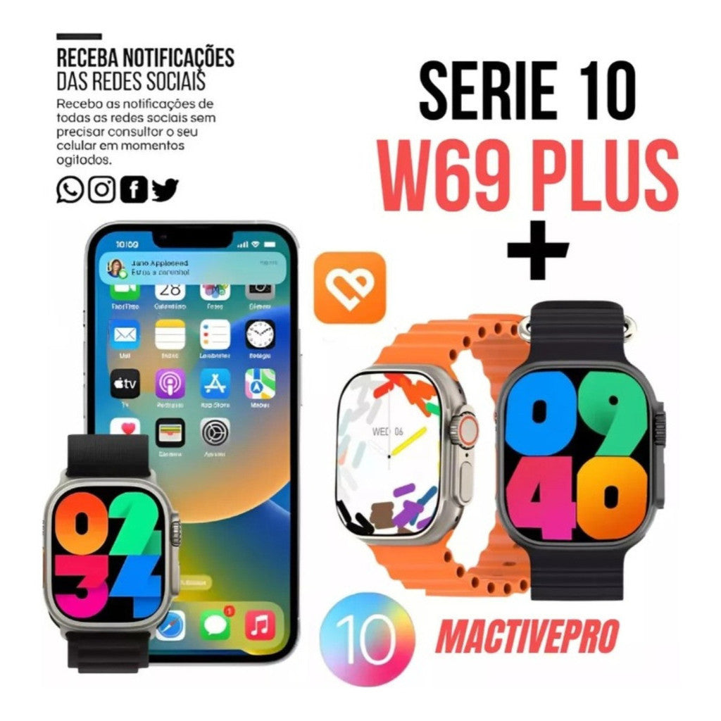 Smartwatch W69+ Ultra Microwear Série 10 AMOLED ChatGPT