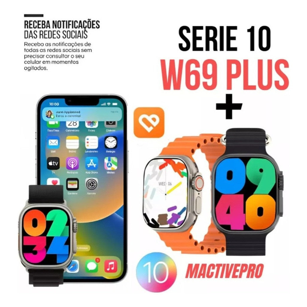 Smartwatch W69+ Ultra Microwear Série 10 AMOLED ChatGPT